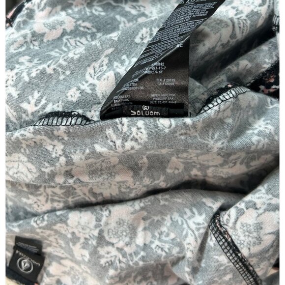 VOLCOM What A Looker Crop Tank Top Sz L Corset Style Tank Eyelet Floral Printed - Picture 4 of 10